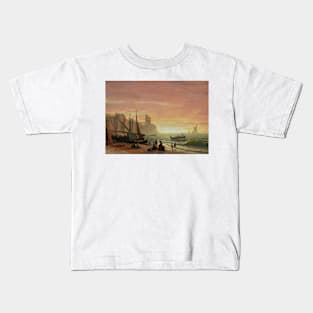 The Fishing Fleet by Albert Bierstadt Kids T-Shirt